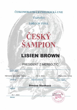 ČESKÝ ŠAMPION - Lisien Brown