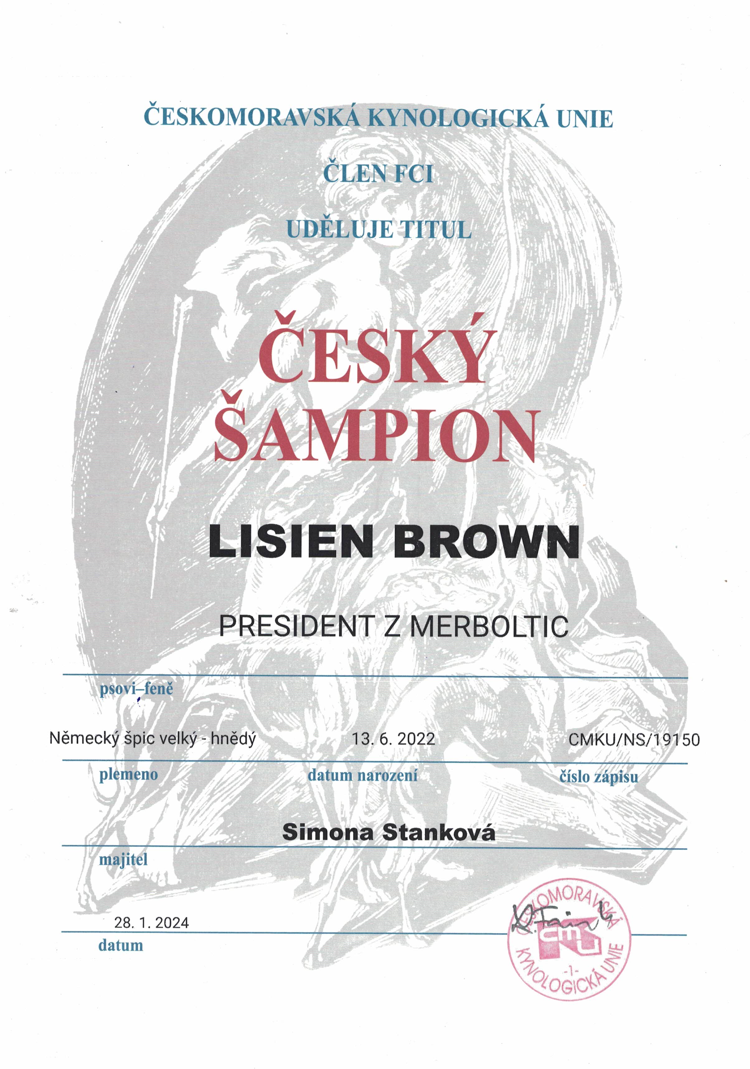Lisien Brown - ČESKÝ ŠAMPION